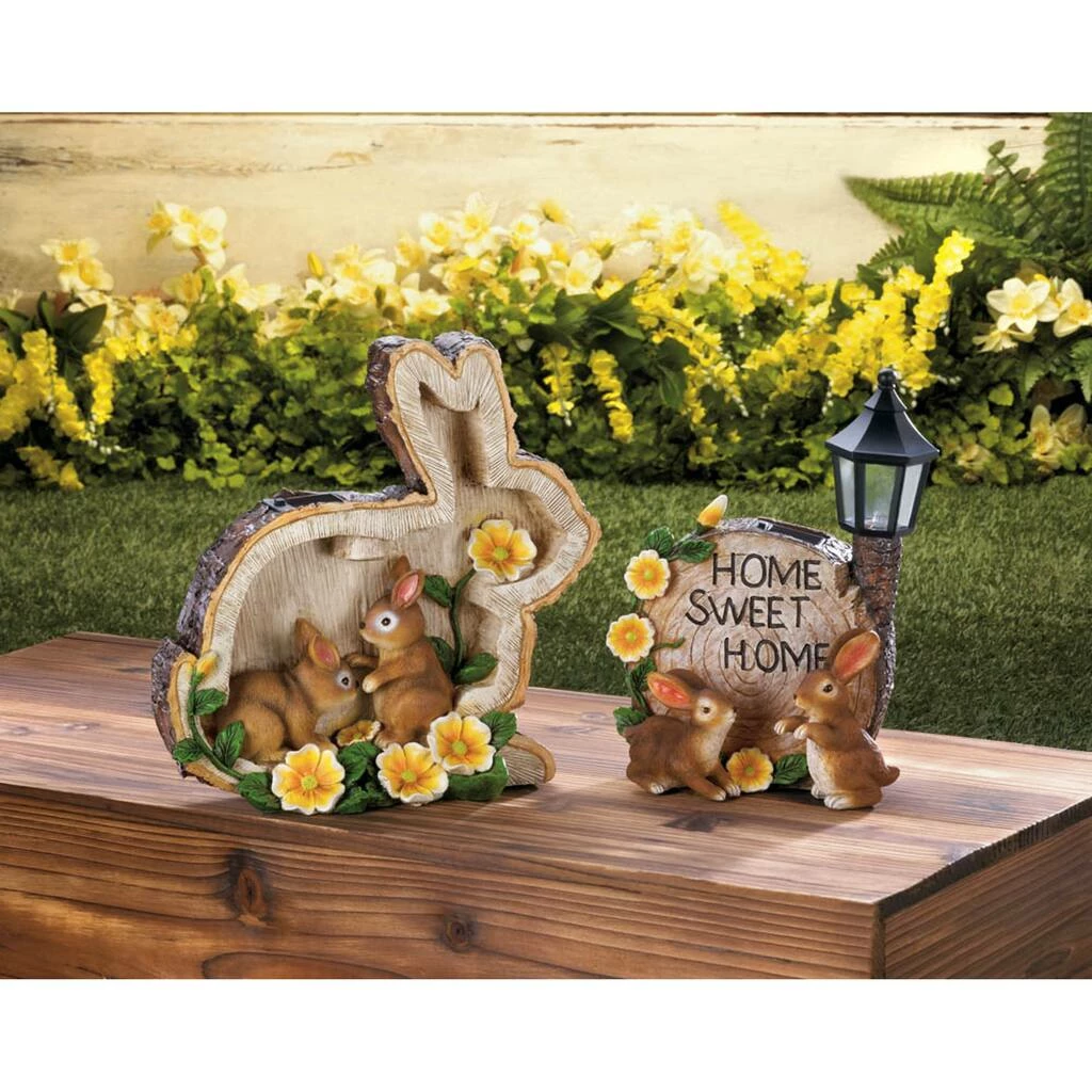 Cheapest ✔️ 9.75" Solar Home Sweet Home Bunnies Statue by Zingz & Thingz ❤️ 4 Cheapest ✔️ 9.75" Solar Home Sweet Home Bunnies Statue by Zingz & Thingz ❤️ - Image 2