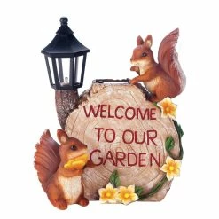 Cheap 🎉 9.5" Solar Welcome To Our Garden Squirrels Statue by Zingz & Thingz ⭐