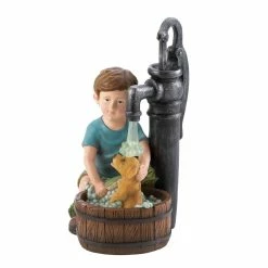 Best Pirce 👏 10.75" Boy & 🐕 Dog Solar Garden Statue by Zingz & Thingz ✔️