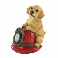 Flash Sale ⌛ 8.75" 🐶 Dog & Fire Helmet Solar Statue by Zingz & Thingz 🔥