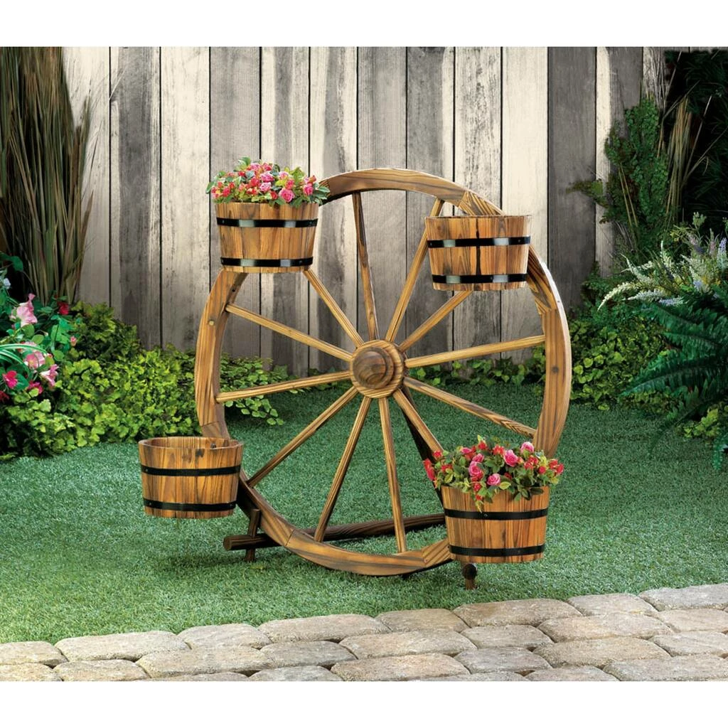 Budget π― 31" Wagon Wheel Barrel Planter Display by Zingz & Thingz β 4 Budget π― 31" Wagon Wheel Barrel Planter Display by Zingz & Thingz β - Image 2