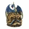Budget 🧨 7" Blue Dragon Atop Light-Up LED Skull Statue by Zingz & Thingz ✨ -Zingz and Thingz Shop D670427S 1